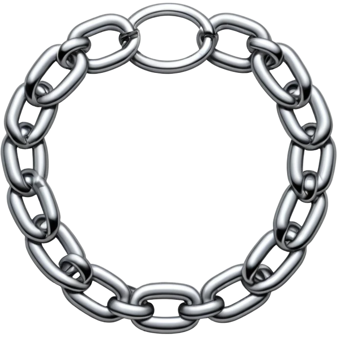 A thick luxury chain emoji made of liquid silver chrome, smooth rounded links, glossy metallic reflections, heavy swag aesthetic, minimalistic iOS emoji style, centered, clean white background emoji
