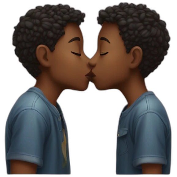 two cute boys kissing emoji