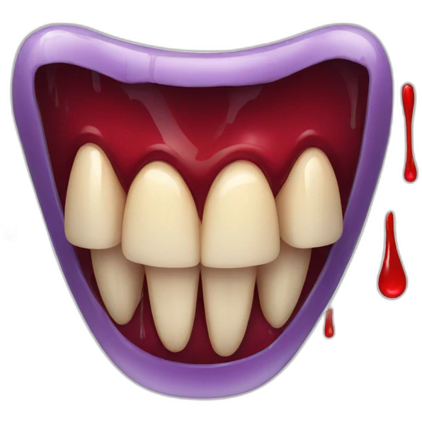 vampire teeth with blood emoji