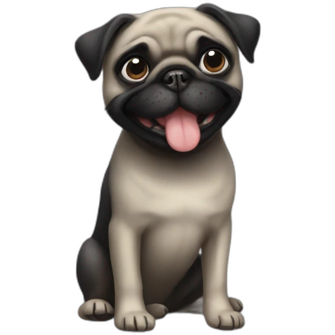 Black Pug smiling emoji