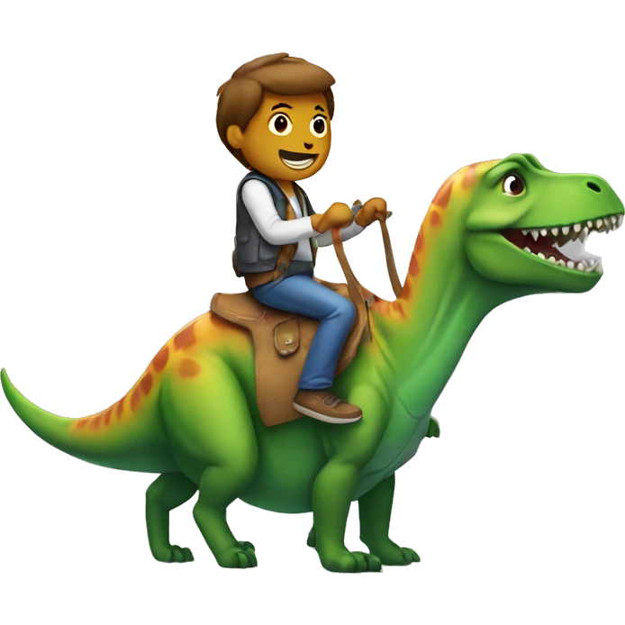 dog riding a dinosaur emoji