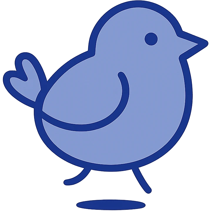 bouncy blue cute bird, ultra-minimalist, simple shapes, no details, flat color emoji