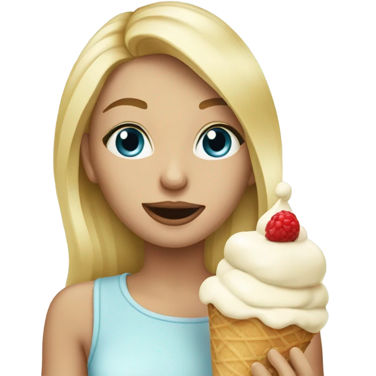 Beautiful blonde girl eating an icecream  emoji