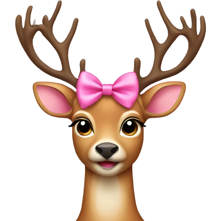 Deer wearing a pink bow emoji