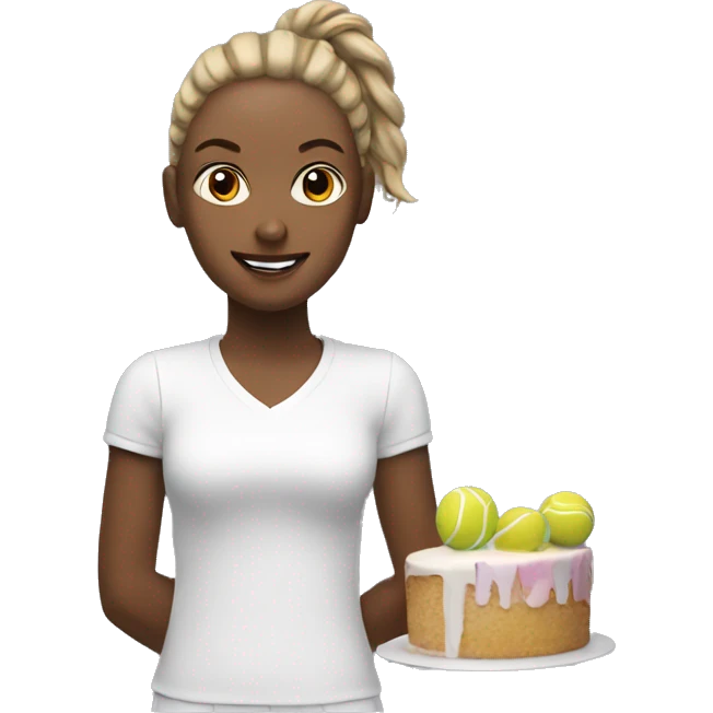 Tennis player with cake white girl emoji