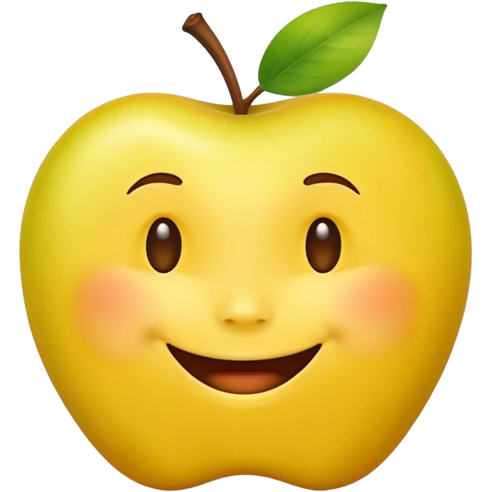 create an apple like yellow emoji that looks teally relaxed and smiles more on one site than another emoji