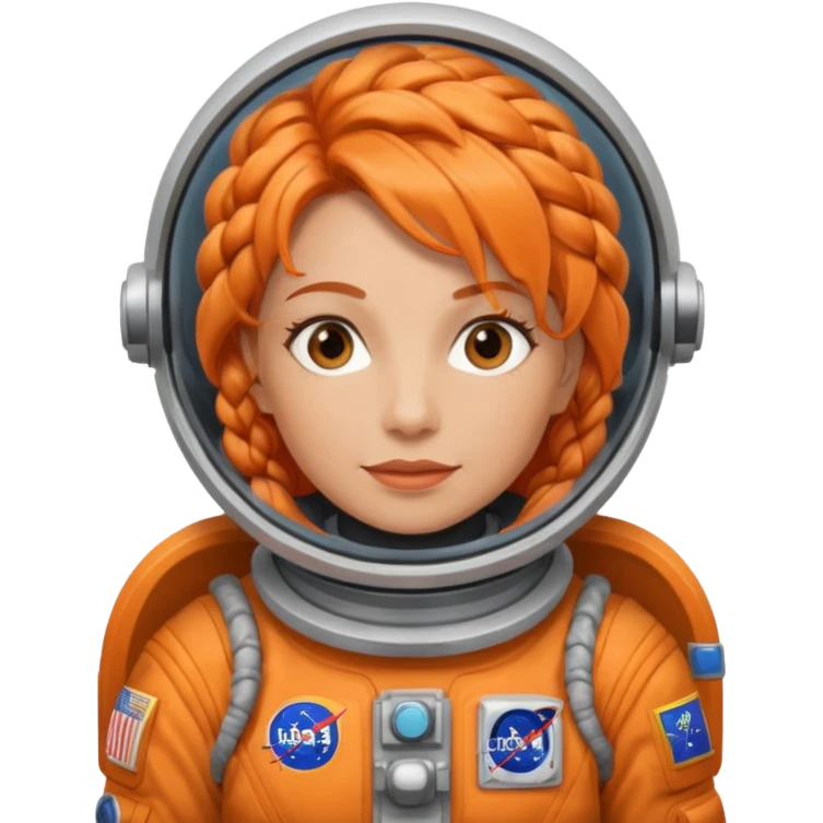 Astronauts, Middle-age, female, orange braided hair emoji