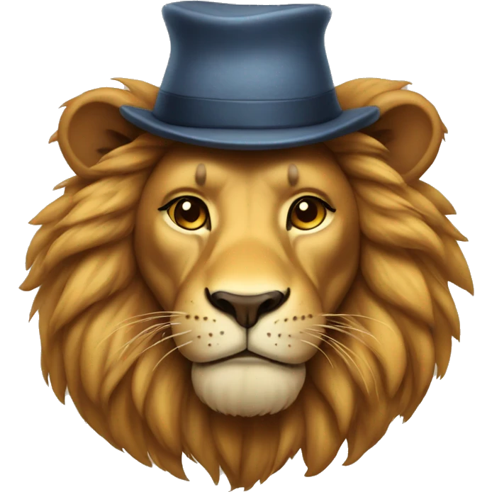 Lion wearing a hat emoji