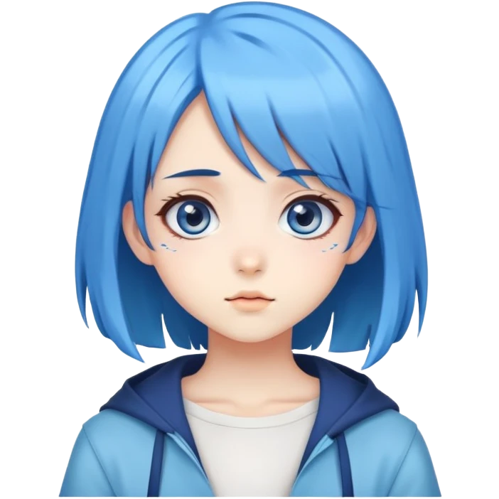 Cute anime girl with blue hair and big eyes emoji