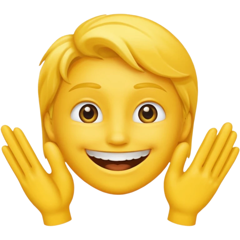 Emoji tête jaune avec un sourire et le doigt devant les dents  emoji
