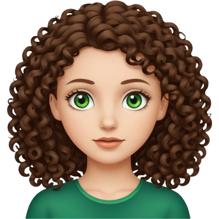 White, green-eyed, brunette girl with somehow curly hair emoji