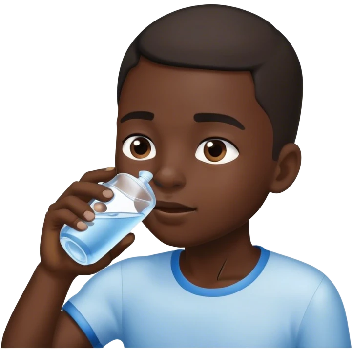 darkskin boy drinking water emoji