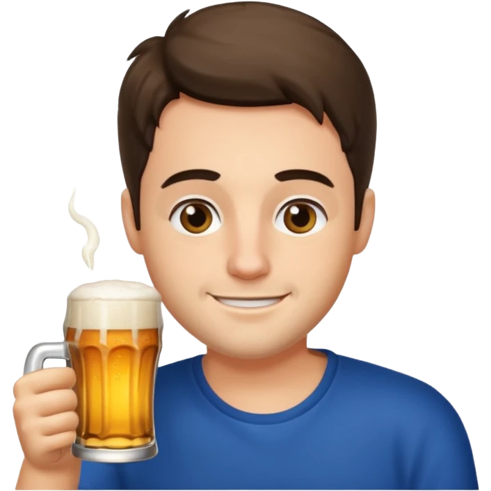 Luca drinking beer emoji