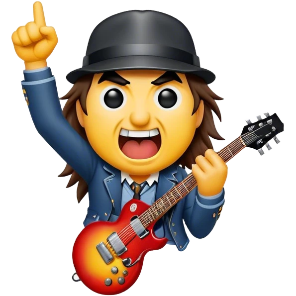 Cinematic Realistic AC/DC Pop Culture Emoji, showcasing an electrifying portrayal inspired by the legendary rock band rendered with vivid textures and energetic lighting. emoji
