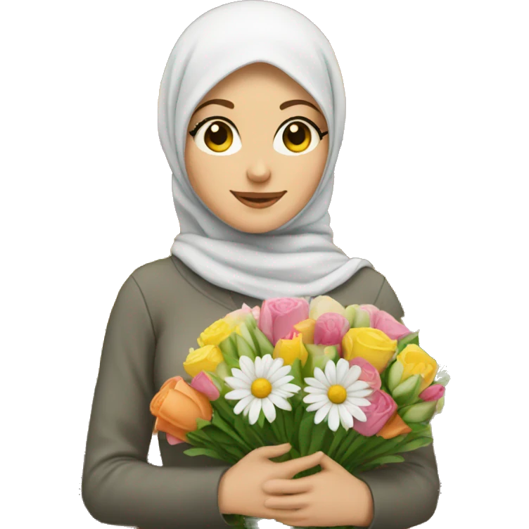 White girl with hijab buying flowers  emoji