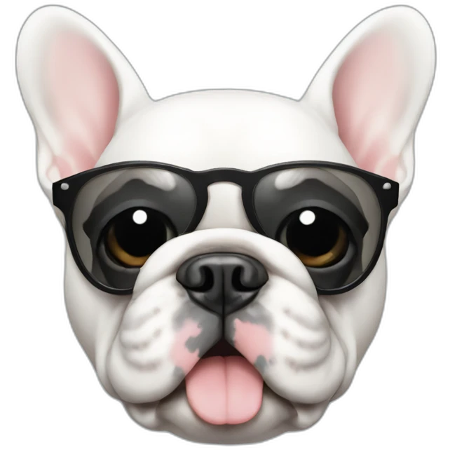 white FRENCH BULLDOg with sunglasses emoji