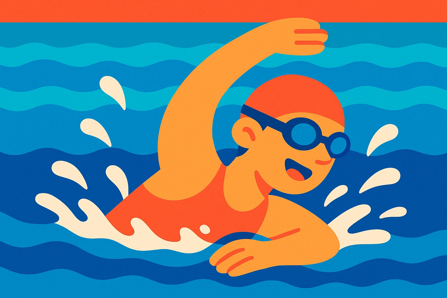 a person swimming in a pool, vibrant cartoon style emoji