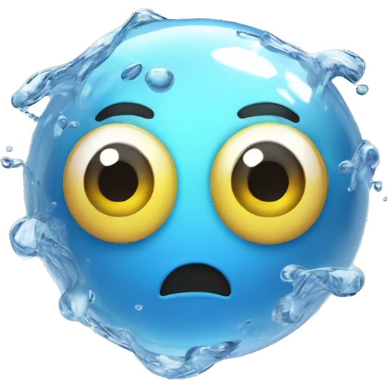 3D water ball with eyes hands and legs emoji
