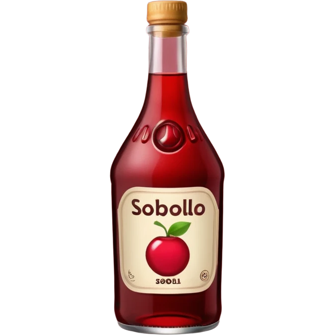 make a sobolo(ghanain drink) make it be in a bottle and the label should say sobolo and spell it like this and the drink dark red emoji