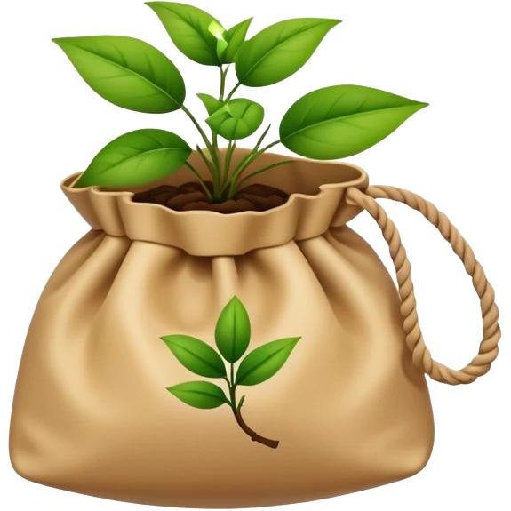 a knotted bag with a picture of a plant on it emoji