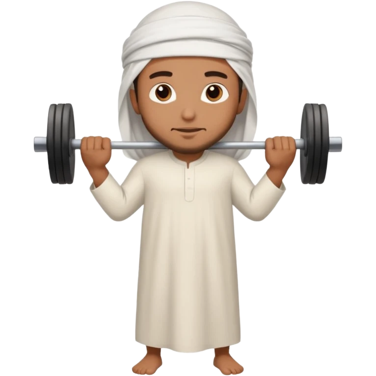 brown muslim man pushing weight wearing thobe  emoji