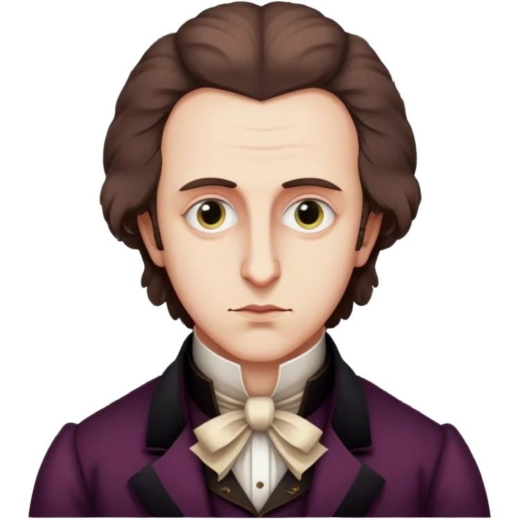 Cinematic Realistic Chopin Portrait Emoji, depicted as an introspective composer with expressive eyes and period attire, rendered with rich textured detail and soft classical lighting that captures his emotive musical genius. emoji