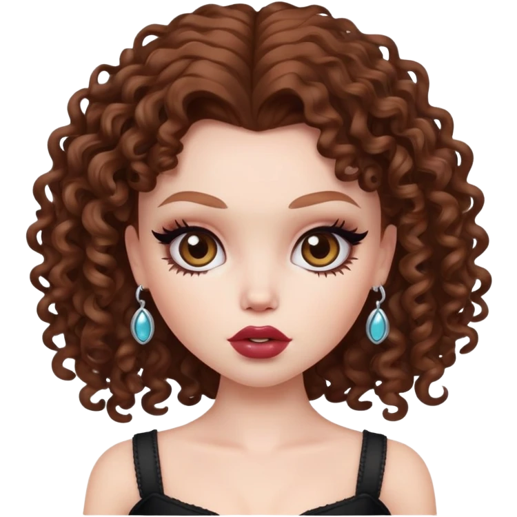 pretty bratz baddie, pale skin, brown curly hair emoji