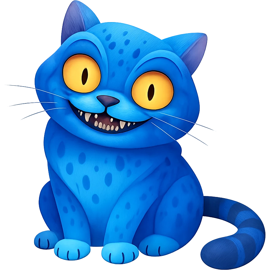 Extract only the blue cat character from the image, place it on a transparent background, and keep the original style and appearance exactly as shown in the reference image. emoji