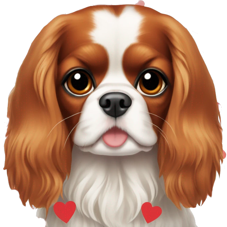 Cavalier King Charles spaniel with red hearts for eyes emoji
