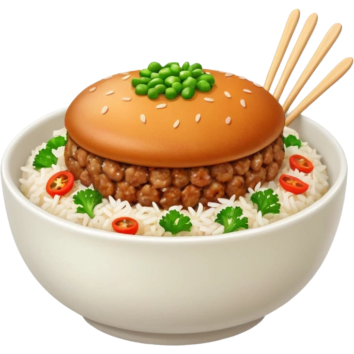 I want a minced pork patty on a bowl of rice emoji