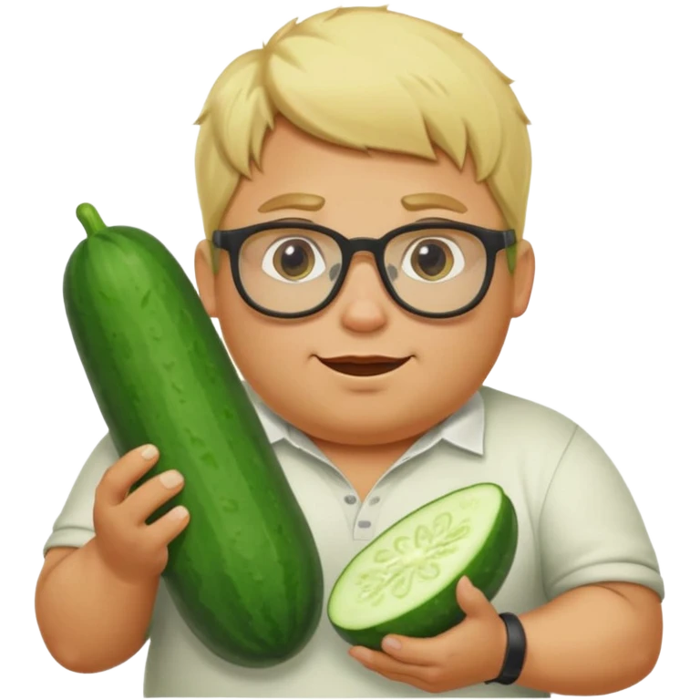 make a cucumber gamer, blonde and fat, male. show cucumbers emoji