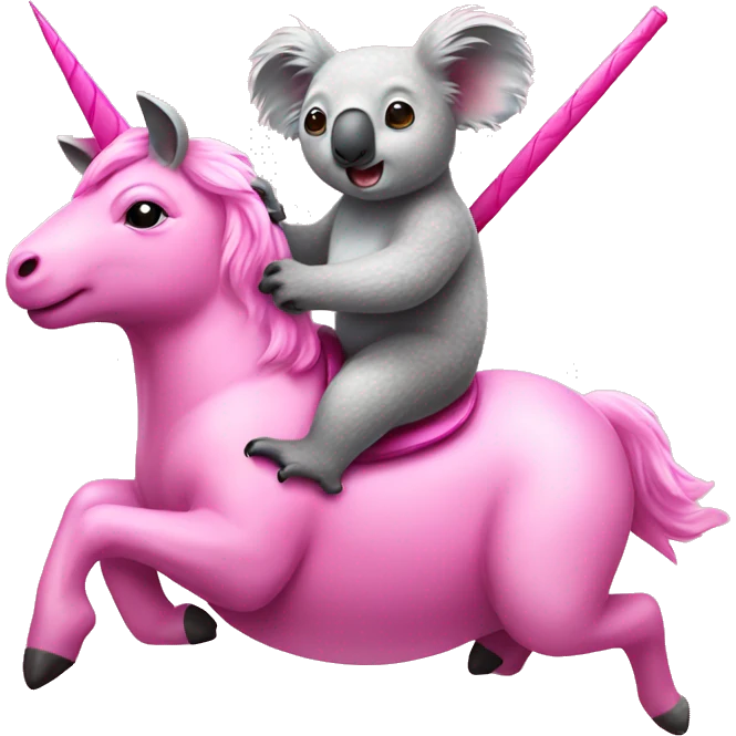 Koala riding a pink unicorn emoji
