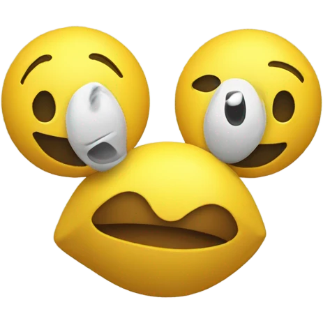 two yellow plastic balls near the mouth area emoji