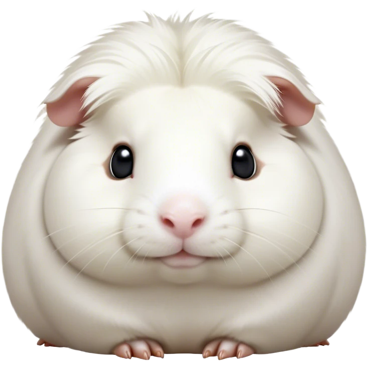 Cinematic Noble White Guinea Pig Portrait Emoji, Poised and regal, with a compact, chubby build and a pristine, well-groomed pure white fur, deep-set soulful dark eyes, Simplified yet sharp and sophisticated features, highly detailed, glowing with a soft, dignified glow, high shine, intelligent and sweet, stylized with an air of gentle purity, focused and attentive, soft glowing outline, capturing the essence of a watchful and confident little companion, so majestic it feels as though it could scurry out of the screen with effortless authority! emoji
