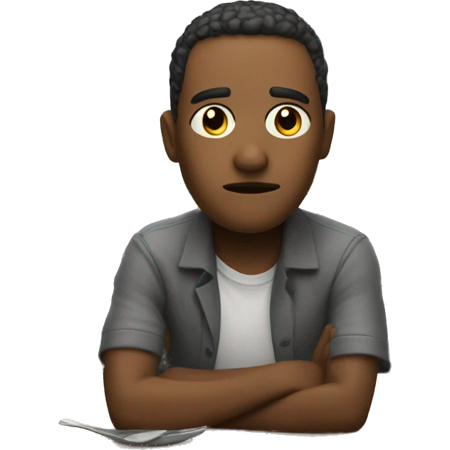 Suspicious waiting at table emoji
