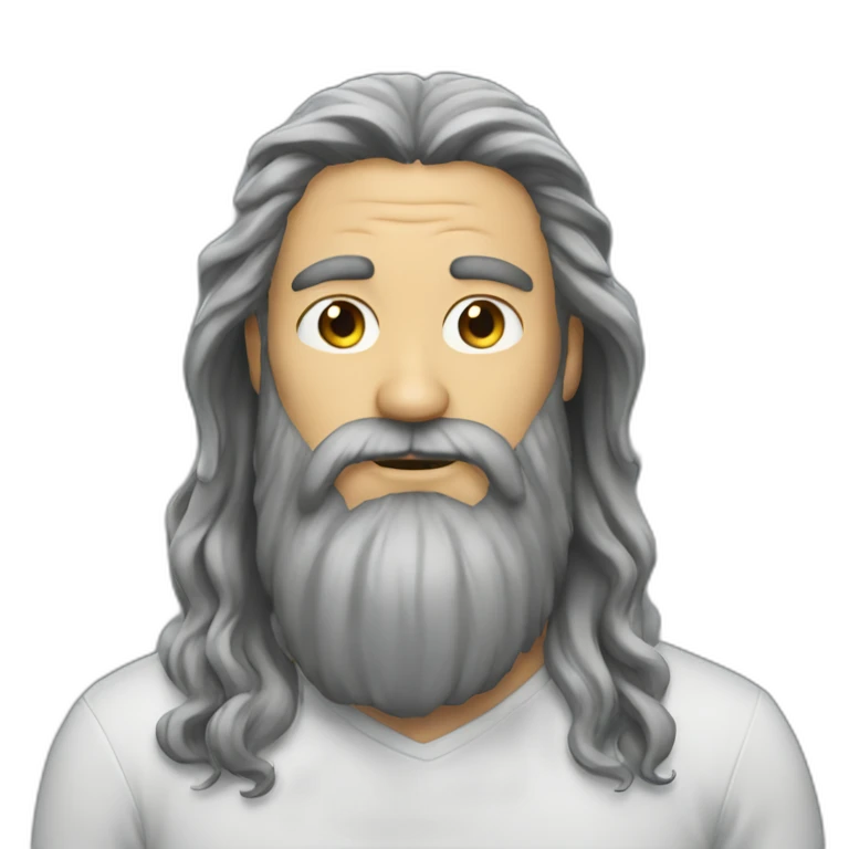 man long hair and long beard beard emoji