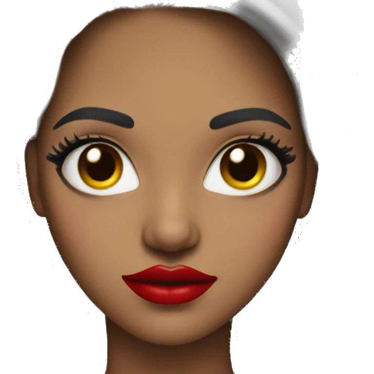 a woman with long eyelashes and bright red lipstick emoji