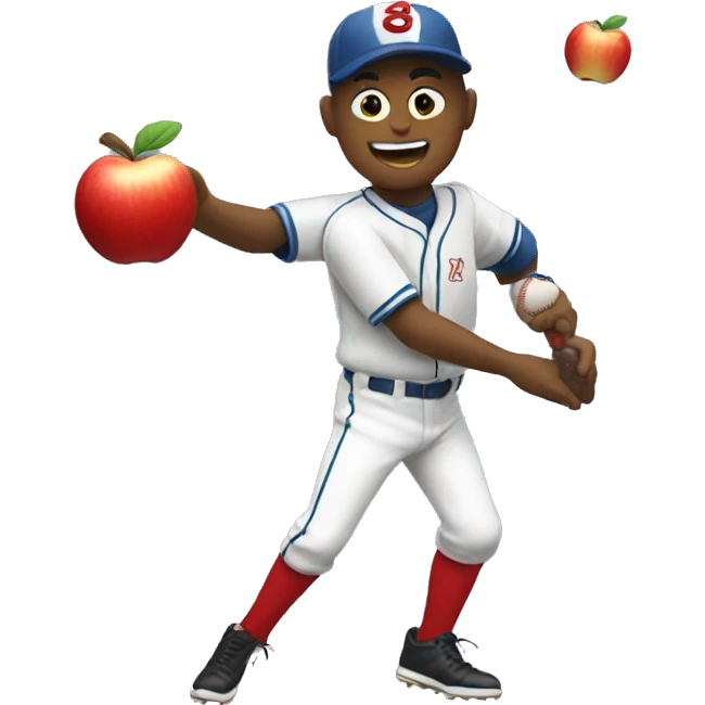 Baseball throwing an apple emoji