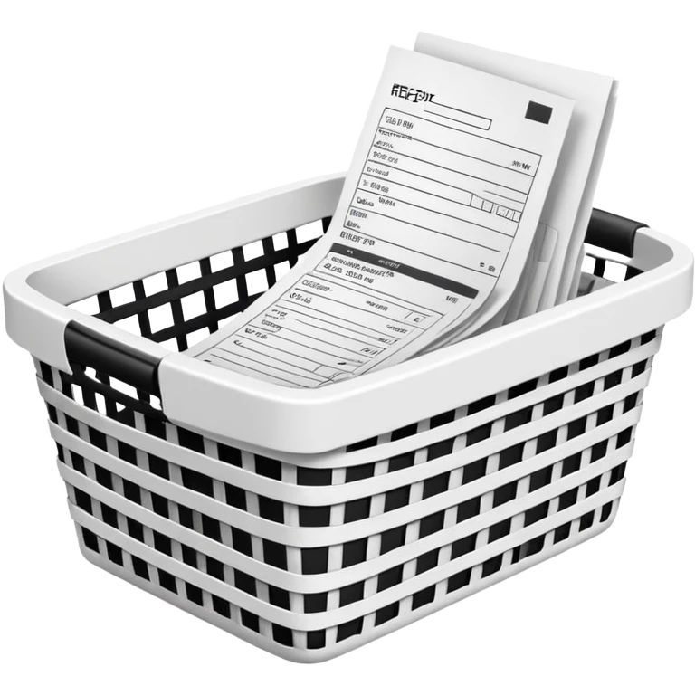 email e-receipt and paper receipt in a white and black basket emoji