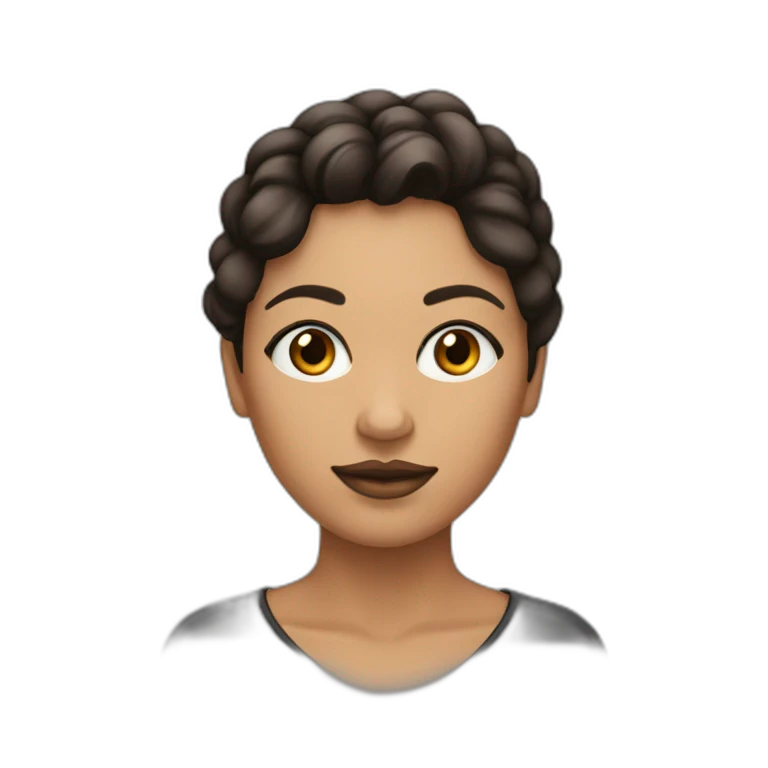 mujer de ojos marrones con pelo negro y piel clara emoji