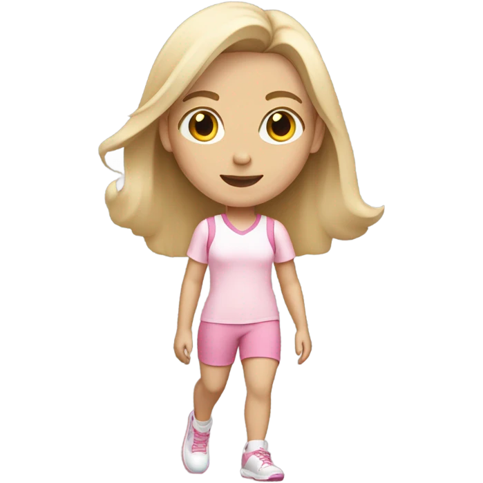 white girl  in light pink sport clothes walking emoji