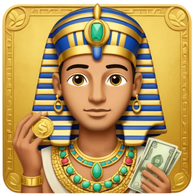 rich pharaon with money emoji