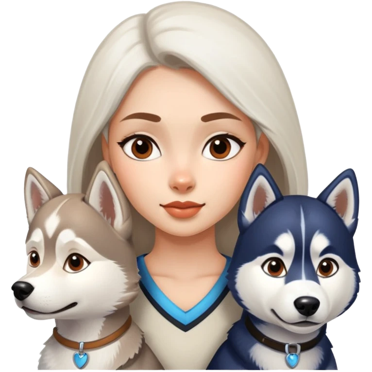 Girl with two huskies  emoji