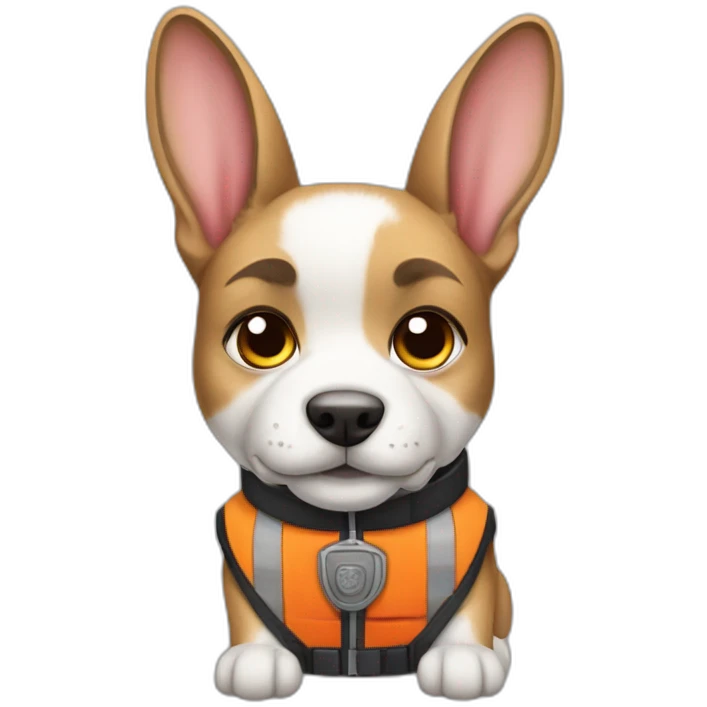 a jackrabbit terrier dog who works as a firefighter and wears a bulletproof vest emoji