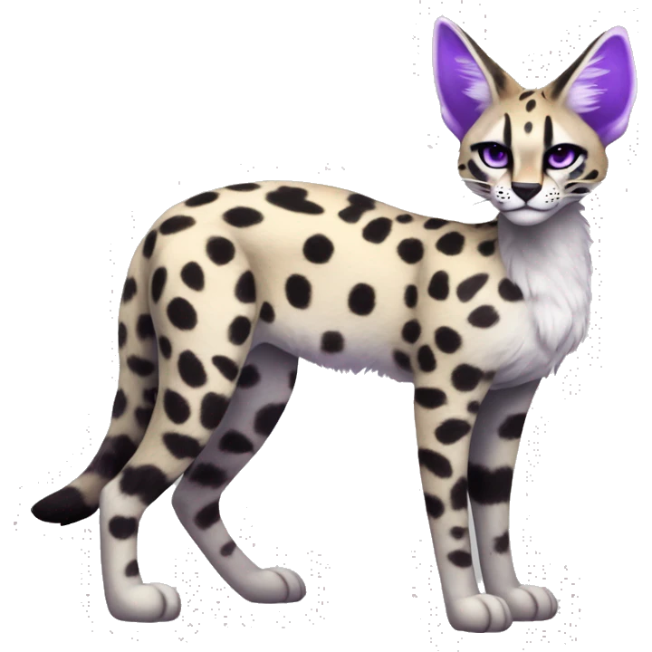 Kawaii Epic Edgy Black Purple White ethereal Serval-Fionbri-Vernid full body emoji
