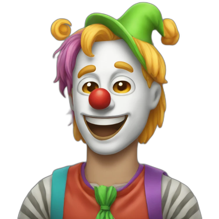 Guy with a clown mer emoji