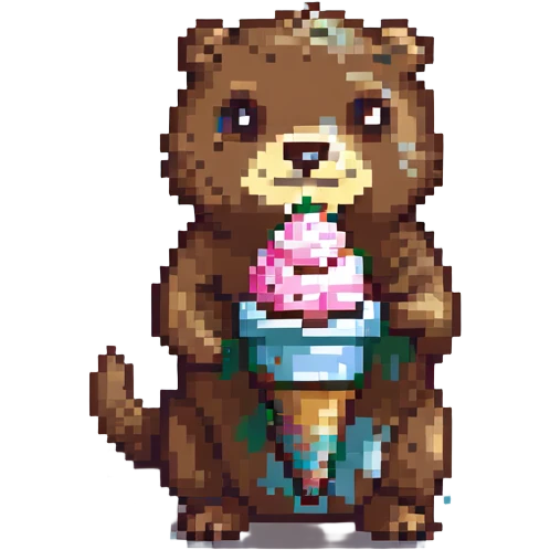 otter enjoying ice cream emoji