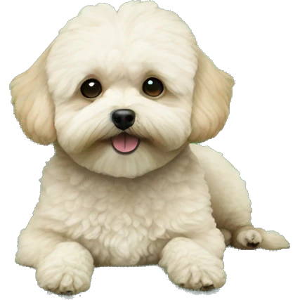 maltipoo dog laying on green loveseat emoji