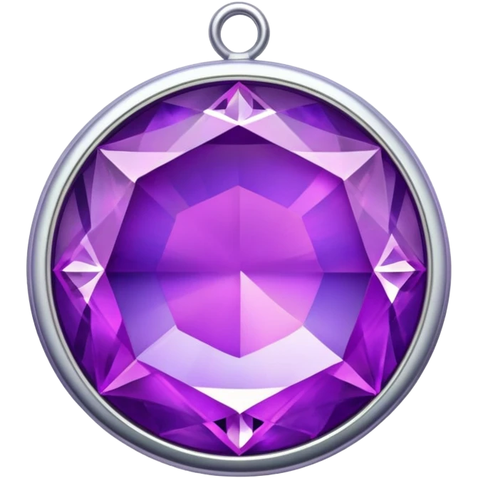 extra close-up round cut purple sugilite holographic gem, silver frame, charm, extra sparkle emoji