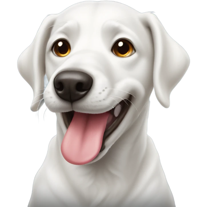 White dog with tounge out emoji